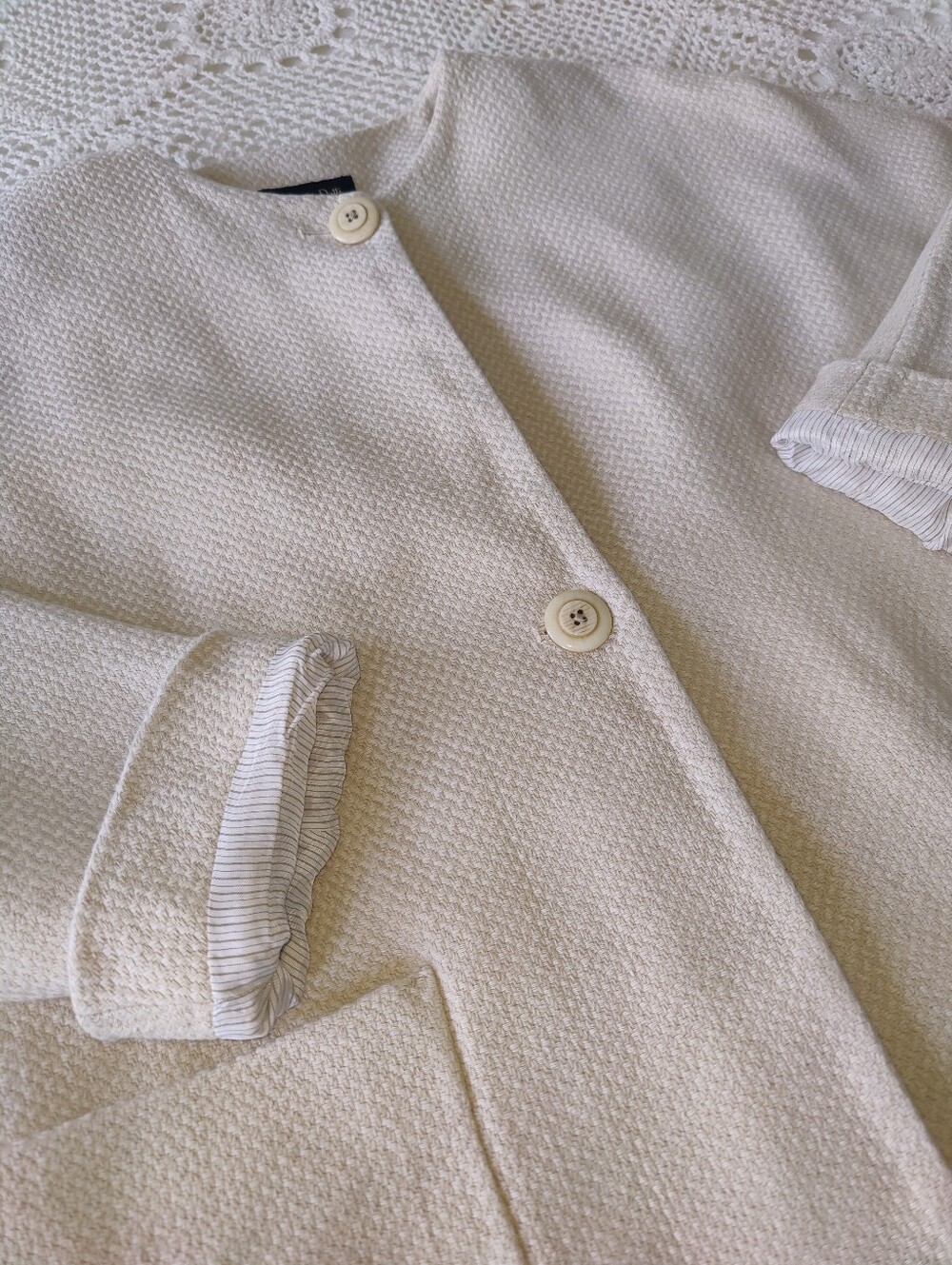 Massimo Dutti Cream and Beige Linen Coat - Picture 3 of 9